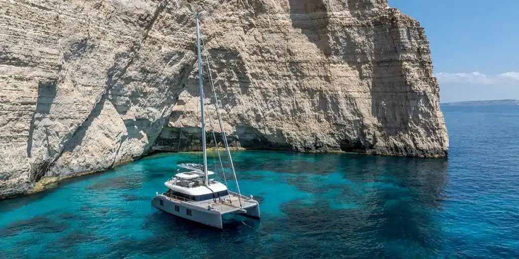 SEA-BLISS-Luxury-Sailing-Catamaran-Charter-Yacht-Sunreef-70-At-Anchro