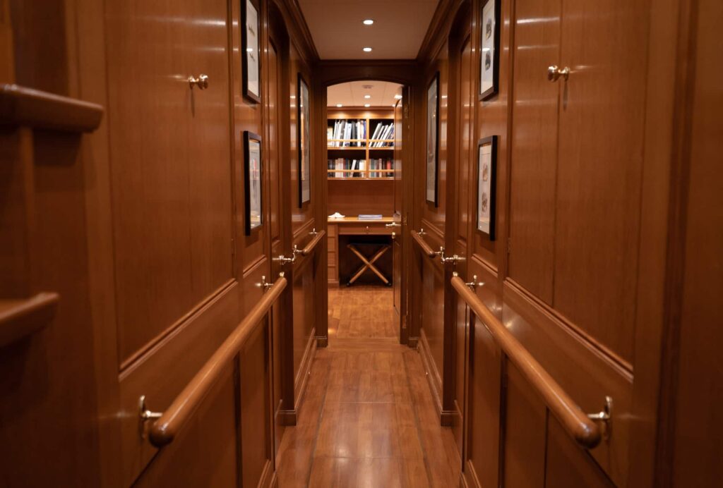 Heritage-M-Interior-corridor-01-yacht-for-charter-west-coast-international