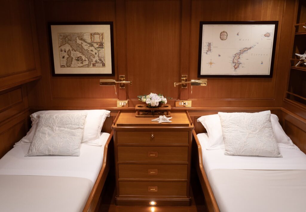 Heritage-M-Interior-twin-cabin-yacht-for-charter-west-coast-international