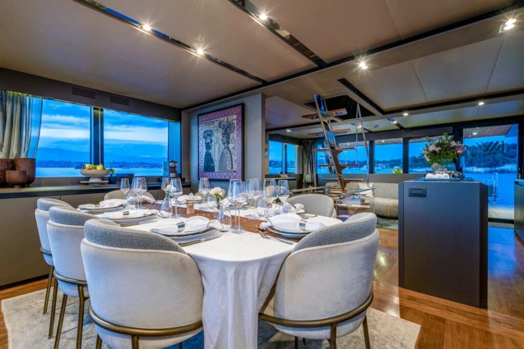 KokonutsWallylife Yacht for charter Mediterranean dining