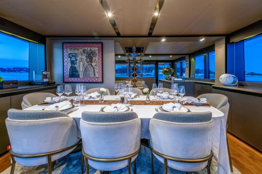 KokonutsWallylife Yacht for charter Mediterranean dining room